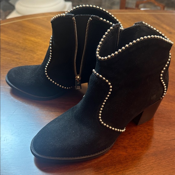 Zadig & Voltaire Black Suede Ankle Boots | Studded Western Cowboy Style - Picture 3 of 10